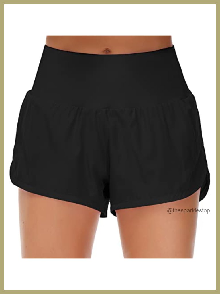 High Waisted Running Shorts With Liner Quick Dry Athletic Workout Shorts Zipper